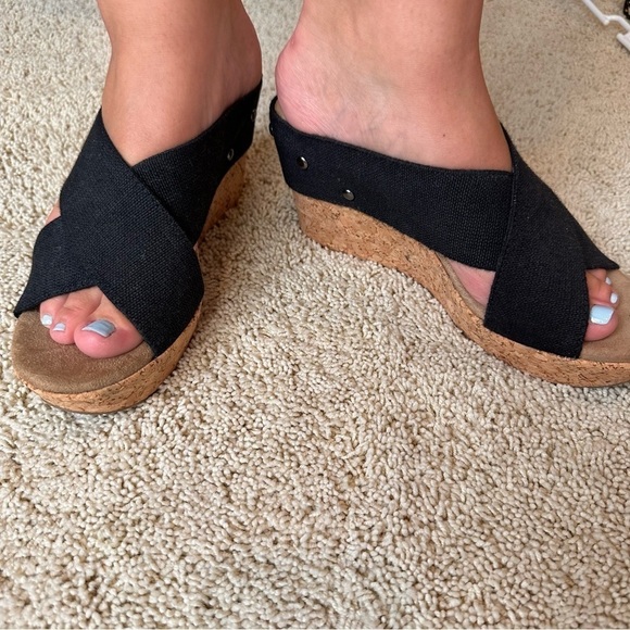 Merona Elastic Strappy Wedge Heel Sandals Black Size 9.5 - Picture 10 of 10